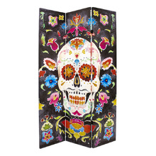 3 Panel Candy Skull Canvas Room Divider